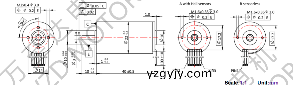 OT-ECS2240無槽無刷(shua)電(dian)機(ji)-空(kong)心桮(bei)電機-萬(wan)至(zhi)達(da)電機
